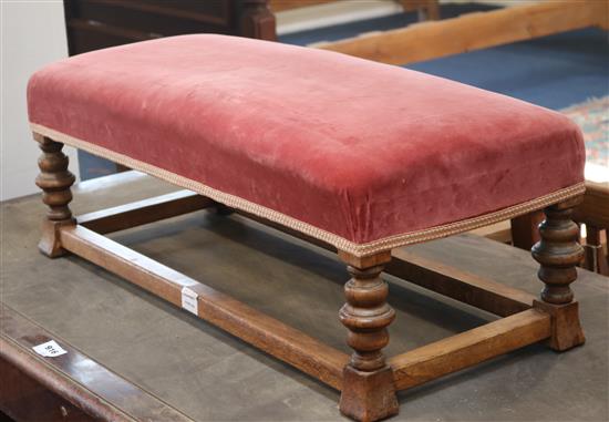 A William & Mary style upholstered foot stool W.85cm